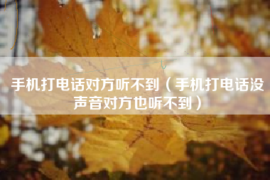 手机打电话对方听不到(手机打电话没声音对方也听不到)